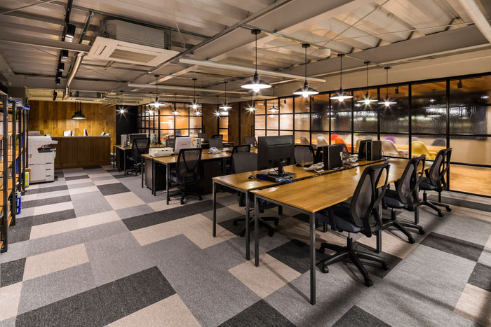 dining room glass walls kitchen lighting living room office rug