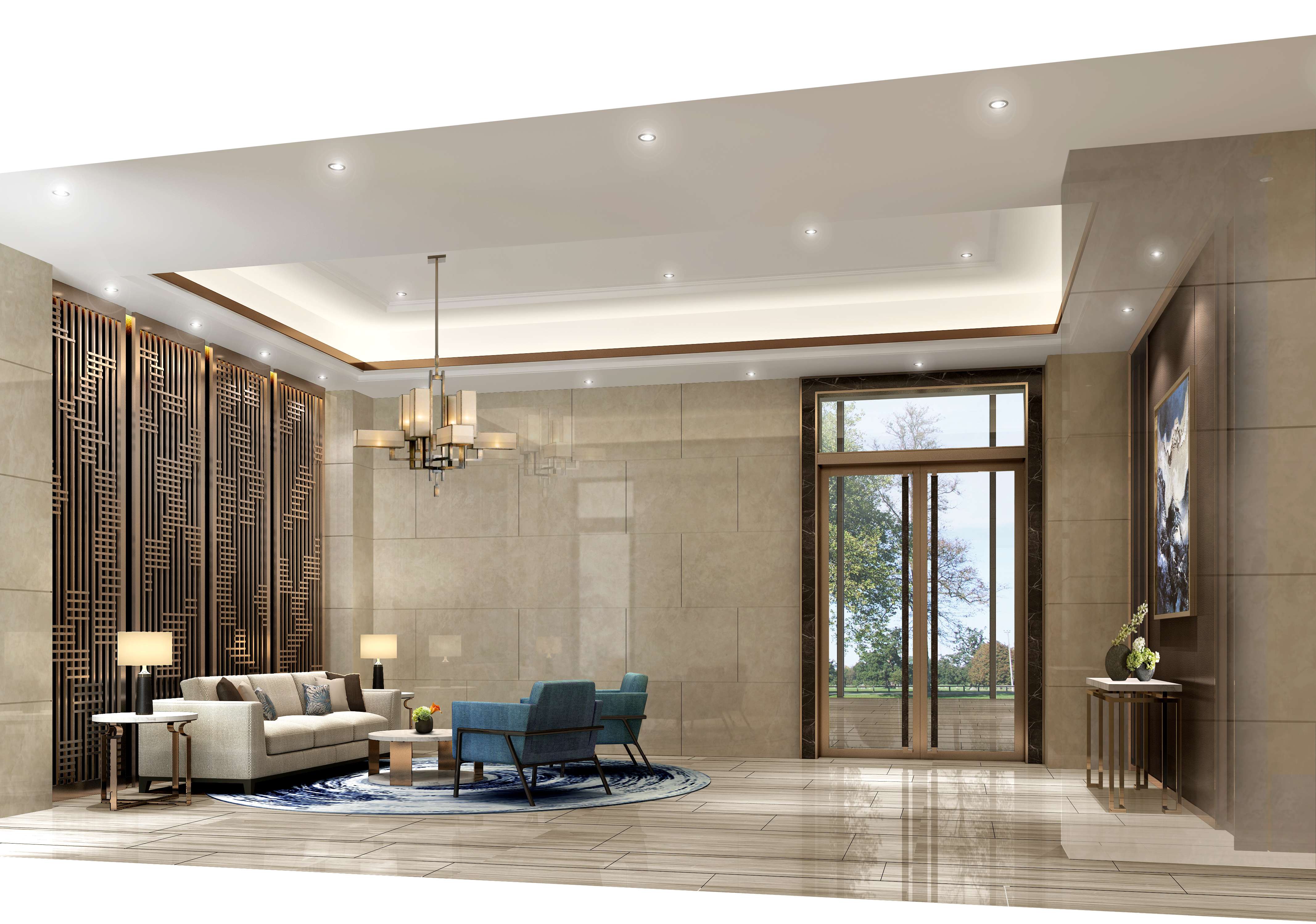 梁志天 南昌商联中心住宅和写字楼项目a1楼住户大堂及标准层电梯厅